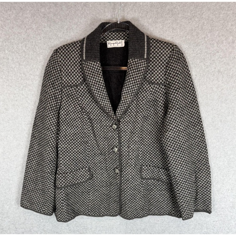 Giorgio‎ Grati Blazer Jacket Womens 48 Wool Cashmere Houndstooth Classic Italy